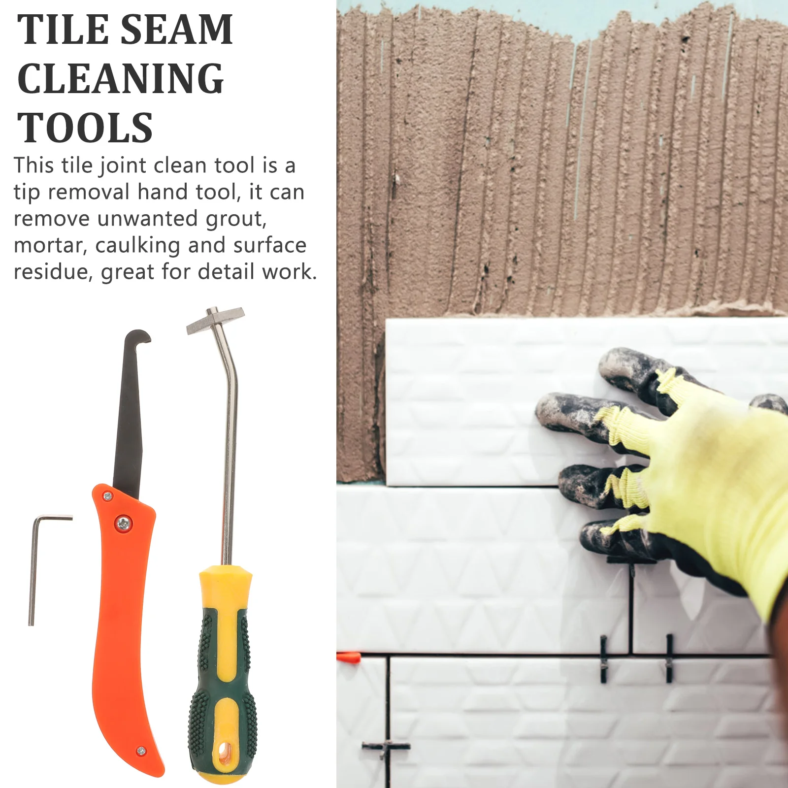 2 Pcs Cleaning Brush Seam Tool Set Caulking Sealant Remover Detergent Grout Removal Scraper Work