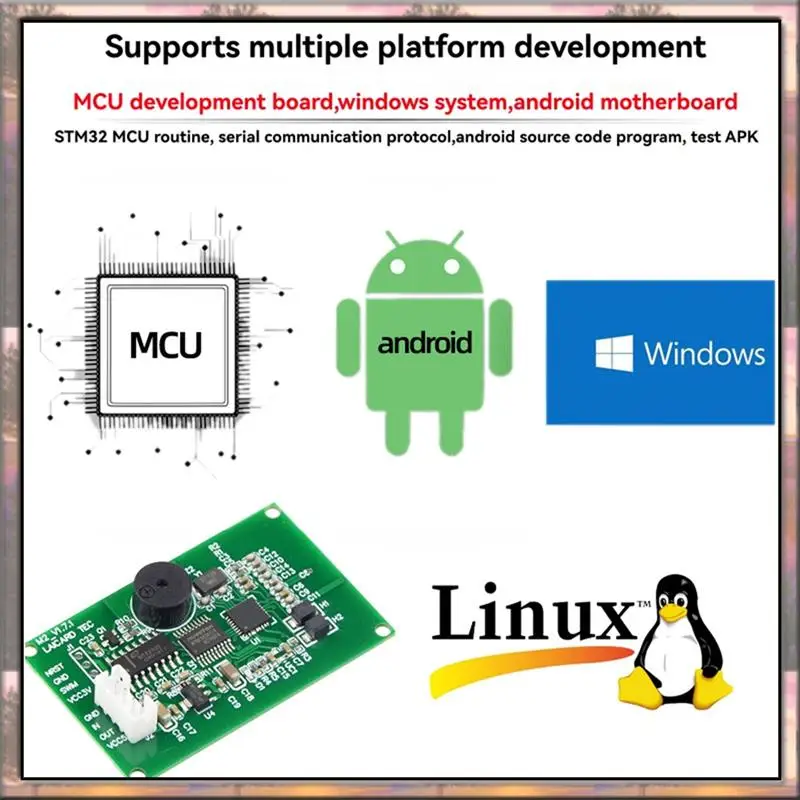 BAAZ HOT RFID Reader Writer Module 13.56Mhz IC Card Reader S50 Card Reader ISO14443A RS232 Support Window Linux System