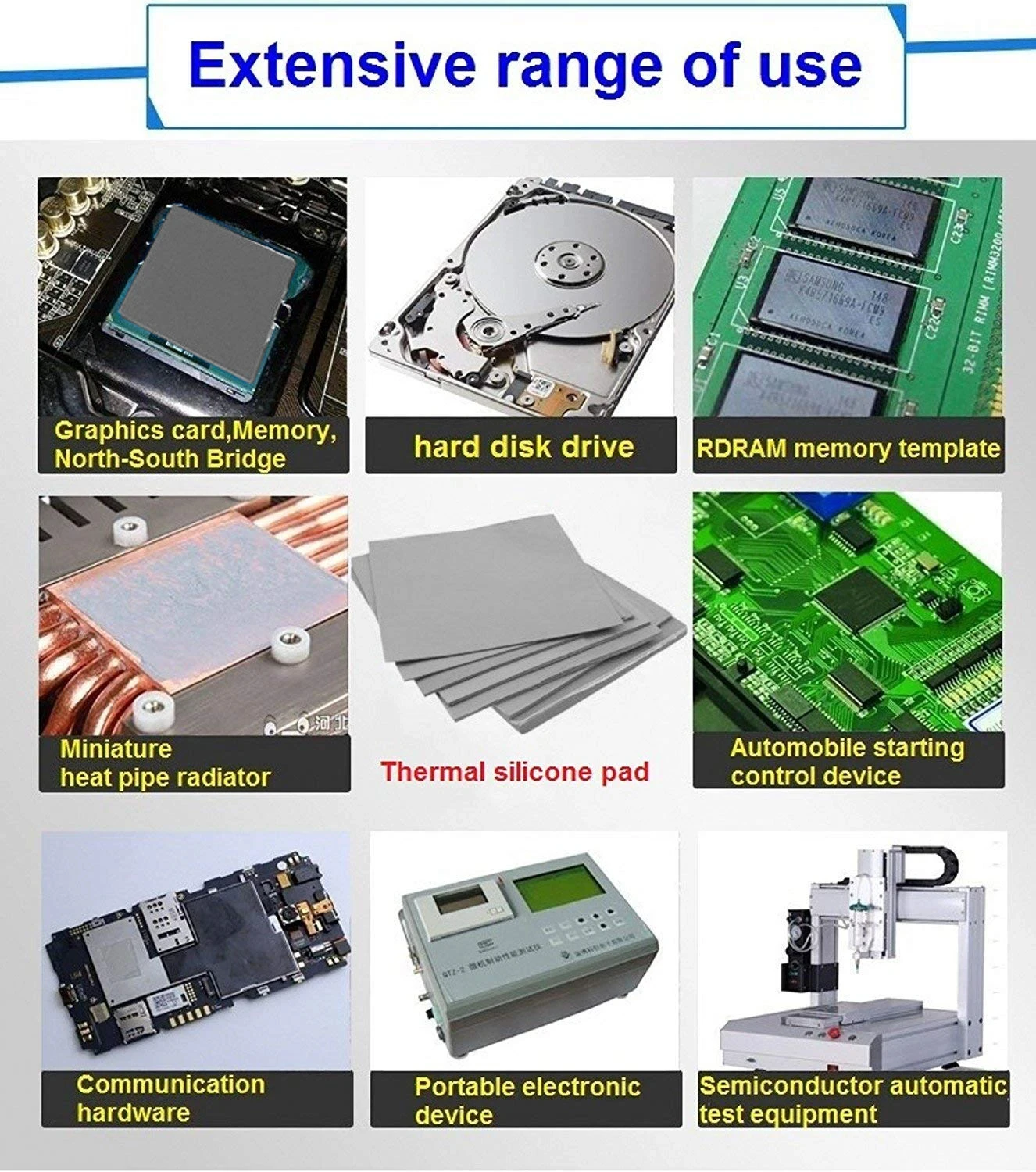 GPU CPU Thermal Pad, dissipador de resfriamento, silicone condutor, alta qualidade, 80x40, 100x100mm, 21W, MK