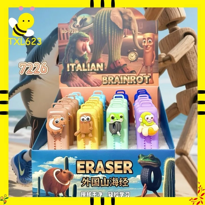 6/24 stücke Tralalero Tralala Push-Pull Radiergummi Schreiben Zeichnung Bleistift Radiergummis Schreibwaren Schule Bürobedarf Schreibwaren Großhandel
