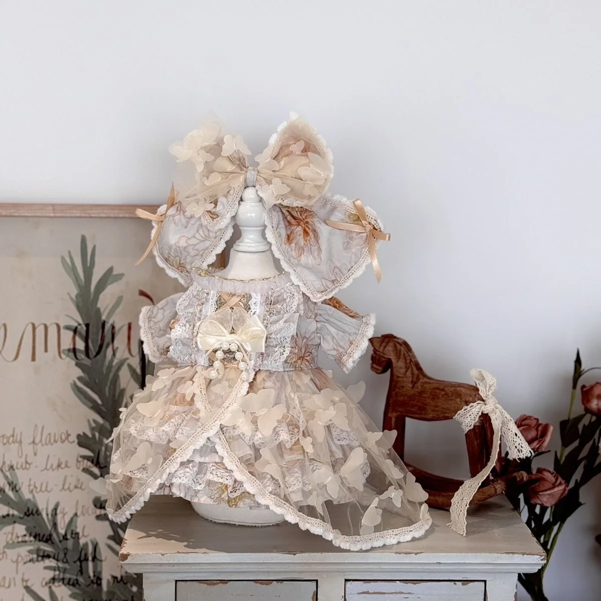 20cm 40cm cotton doll clothes butterfly flower dress,  50-55cm reborn doll dress free shipping