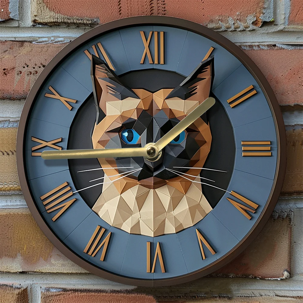 

Siamese Cat 2D Effect Silent Wall Clock, DIY Assembly, Metal, Modern Home Decor, Animal Theme, Gift Idea for Cat Lovers - 1pc