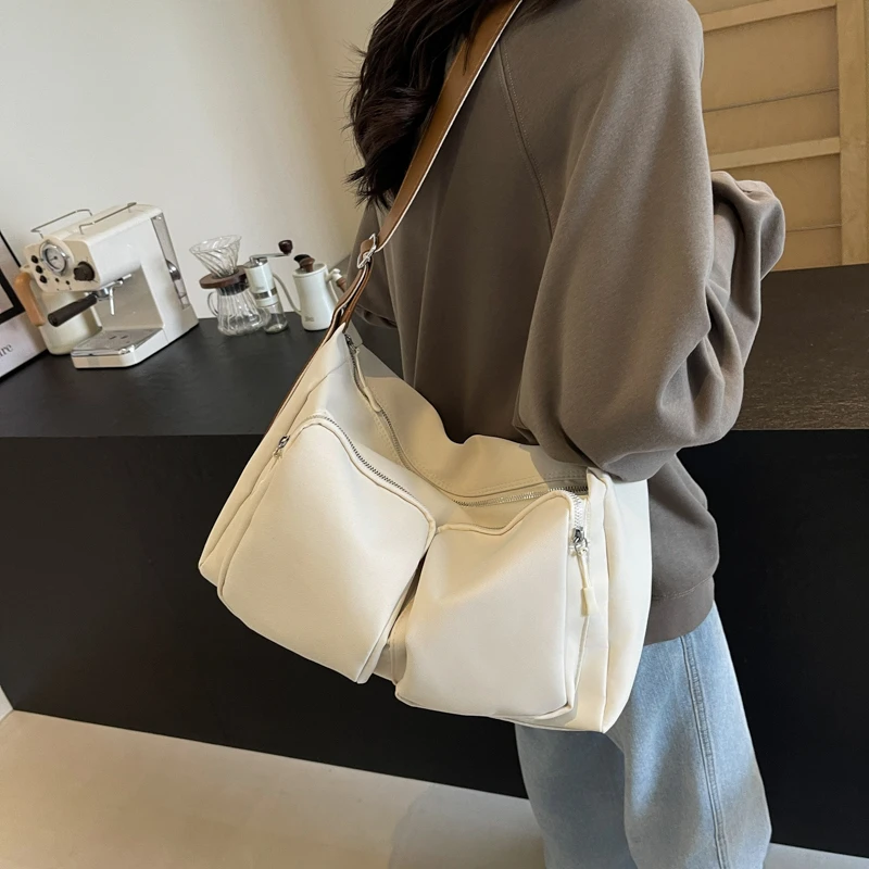 Nylon Crossbody Bag for Women Large Capacity Multi-pocket Shoulder Bag Female Shopping Travel Bags Lady Solid Casual Handbags