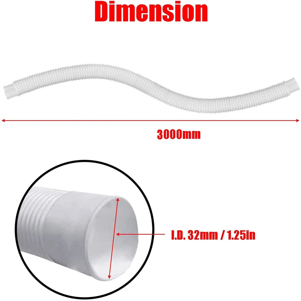Replacement Hose for Above Ground Pool Pumps 2 Pack 1 25 Inch Diameter for 330 GPH 530 GPH 1000 GPH Filtration