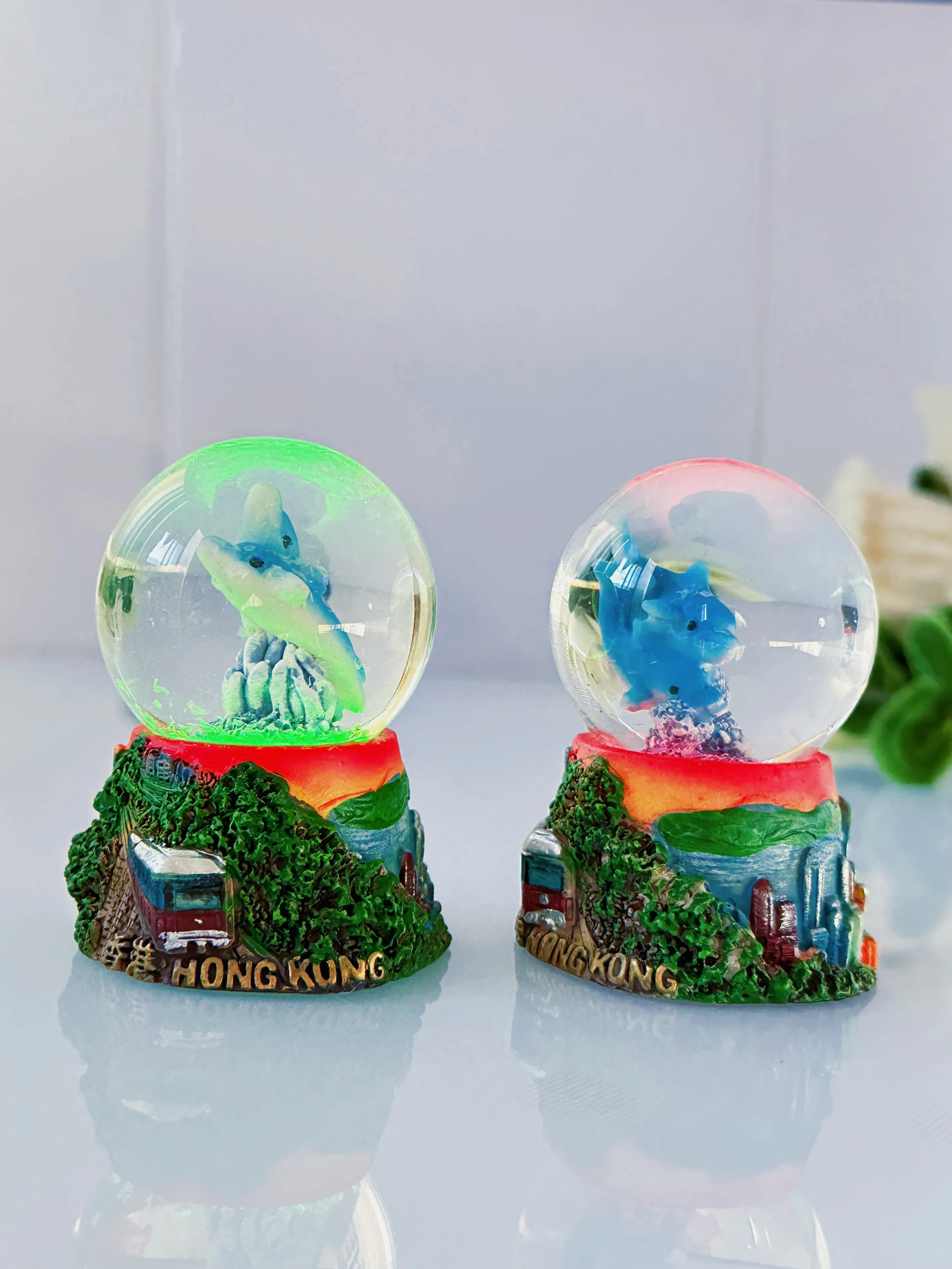 Hong Kong Crystal Ball Souvenir Luminous Dolphin Ornament Gift