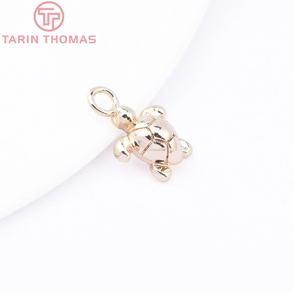 (8800) 6PCS 9.5x13.5MM 24K Gold Color Plated Brass Turtle Shaped Charms Pendants High Quality Diy Jewelry Accessories Wholesales