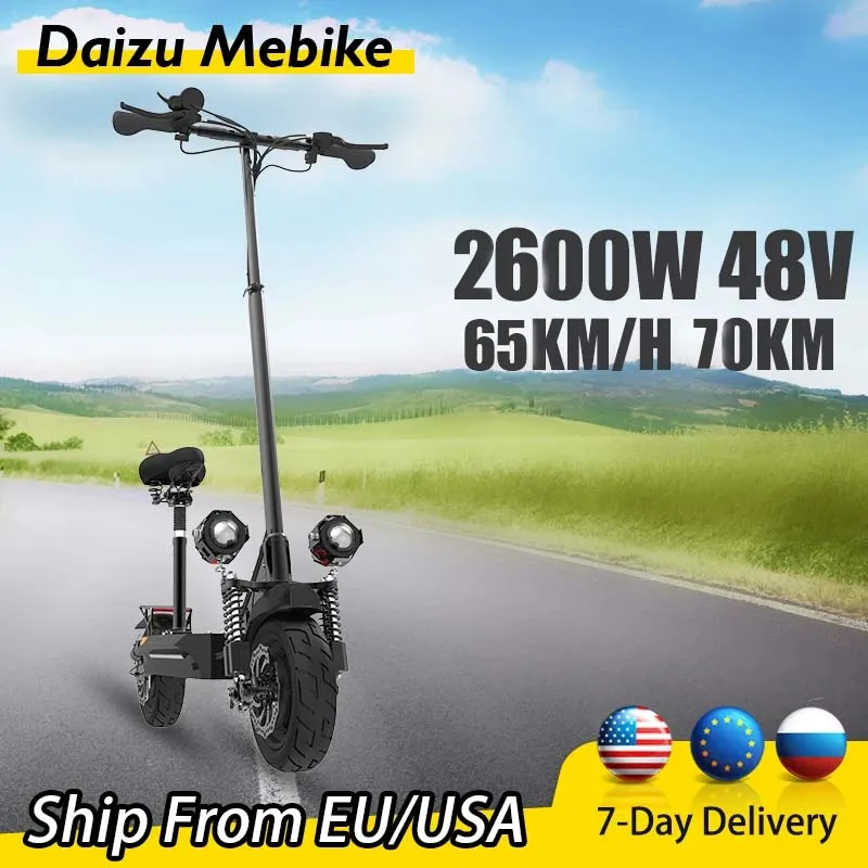 2600W High Power Electric Scooter Dual Motor Folding Electric Skate for Aldutos Top Speed Scooters Electric for Adults with Seat