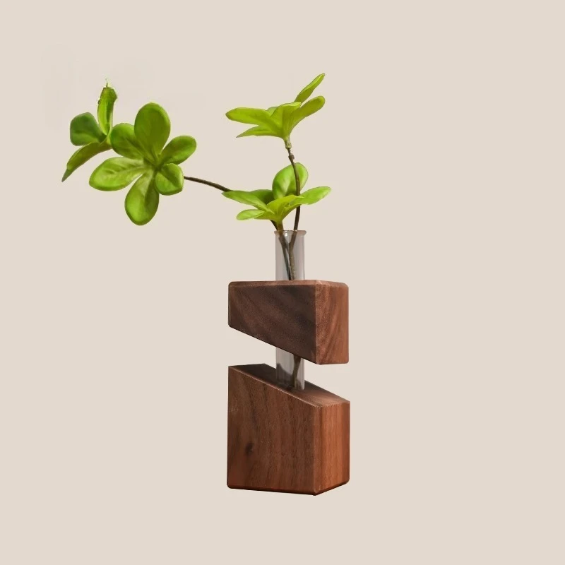 Massivholz Kreative Kunst Tabletop Geometrische Blume Ware Nordic Trockenen Vase Glas Wand Hängen Vase Dekoration Stücke