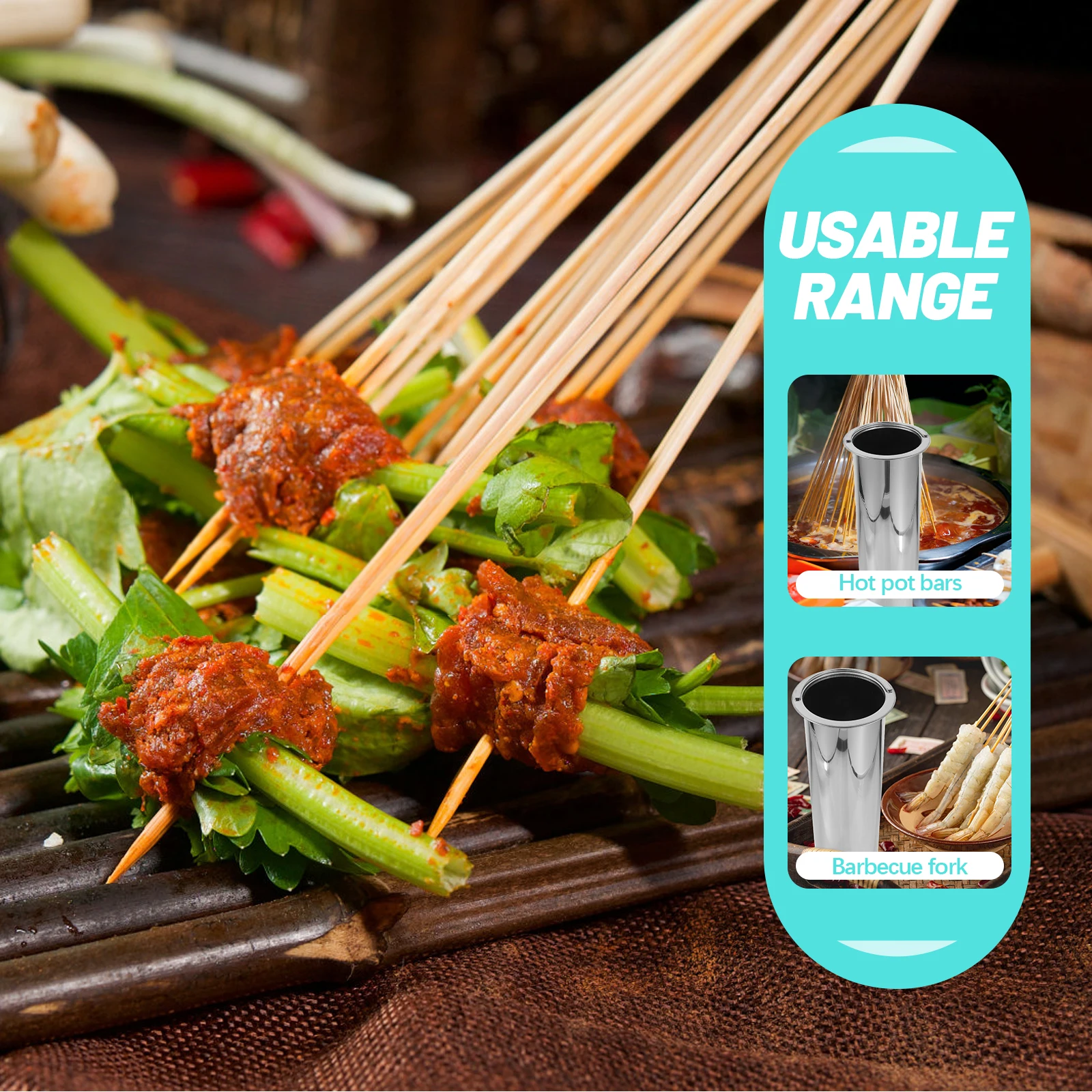 

Metal Barbecue Stick Holder Stainless Steel Skewer Bucket Grilling Accessories Bamboo Container BBQ Tools Kitchen Utensil