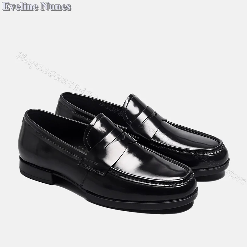 Mocassins de couro macio de costura carmesim, deslizamento para escritório, dedo do pé redondo, vestido de festa confortável, sapatos masculinos, tamanho 38-46