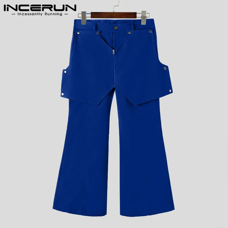 INCERUN 2024 Korean Style Trousers Pantalons Men\'s Deconstructive Design Pants Casual Streetwear Solid Wide Leg Pantalons S-5XL