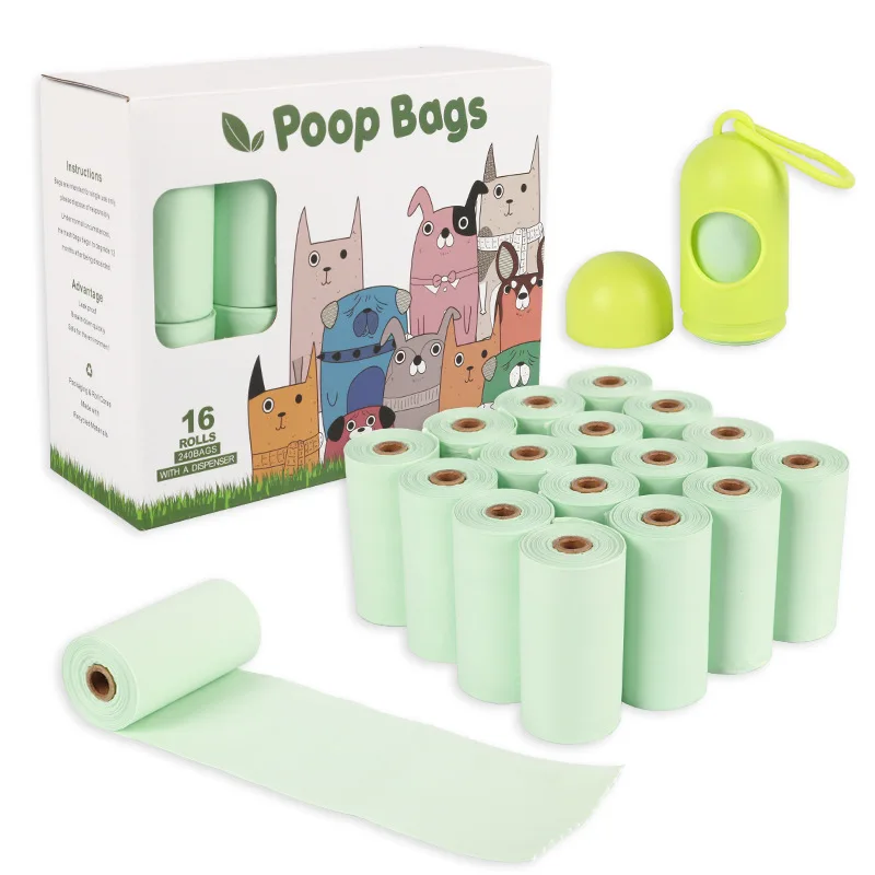 4/8/10/16/18/20/24 Rolls Pet Garbage Bag Corn Starch PLA Biodegradable Pet Garbage Bag Cat Dog Poop Trash Bags Pet Cleaning Tool