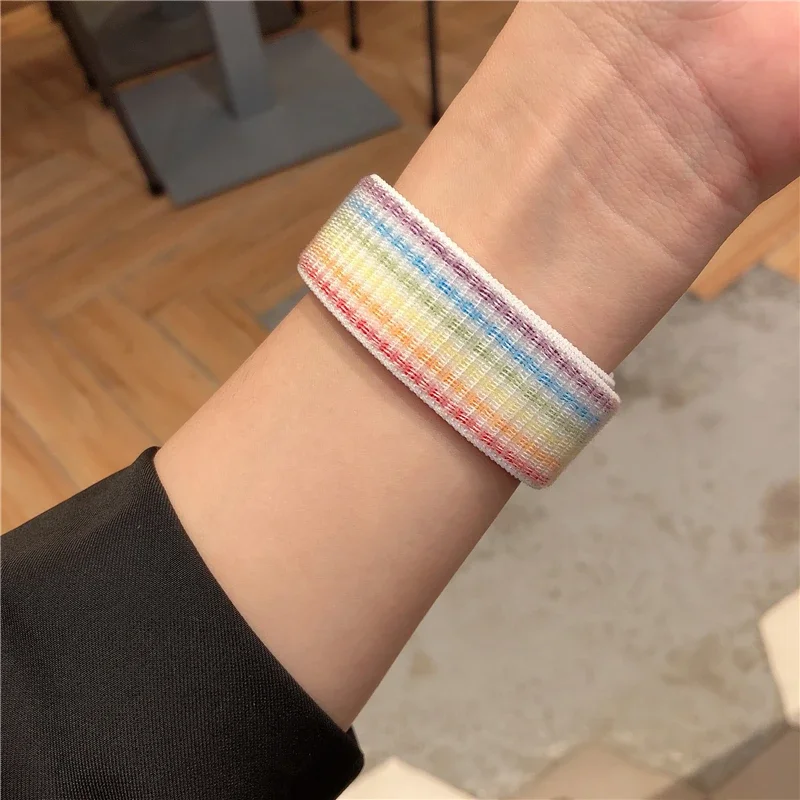 Nylon loop Strap For Apple Watch Band Ultra-2 49mm 44mm 40mm 45mm 41mm Sport pride Bracelet iwatch bands Series 9 8 se 7 6 5 4 3