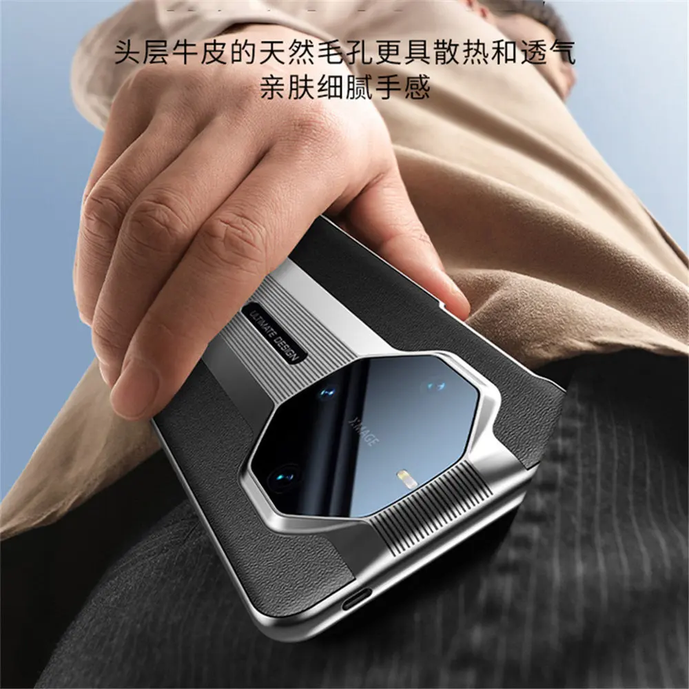 حافظة جلدية طبيعية فاخرة لهاتف هواوي Mate70 RS/60RS/50RS غطاء خلفي للأعمال