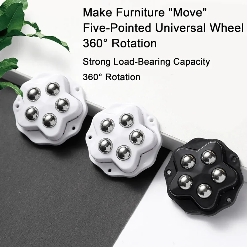 20PCS Self Adhesive Caster Wheels Super Load-bearing 5 Beads Universal 360° Rotating Wheels For Home Appliances Storage Boxes