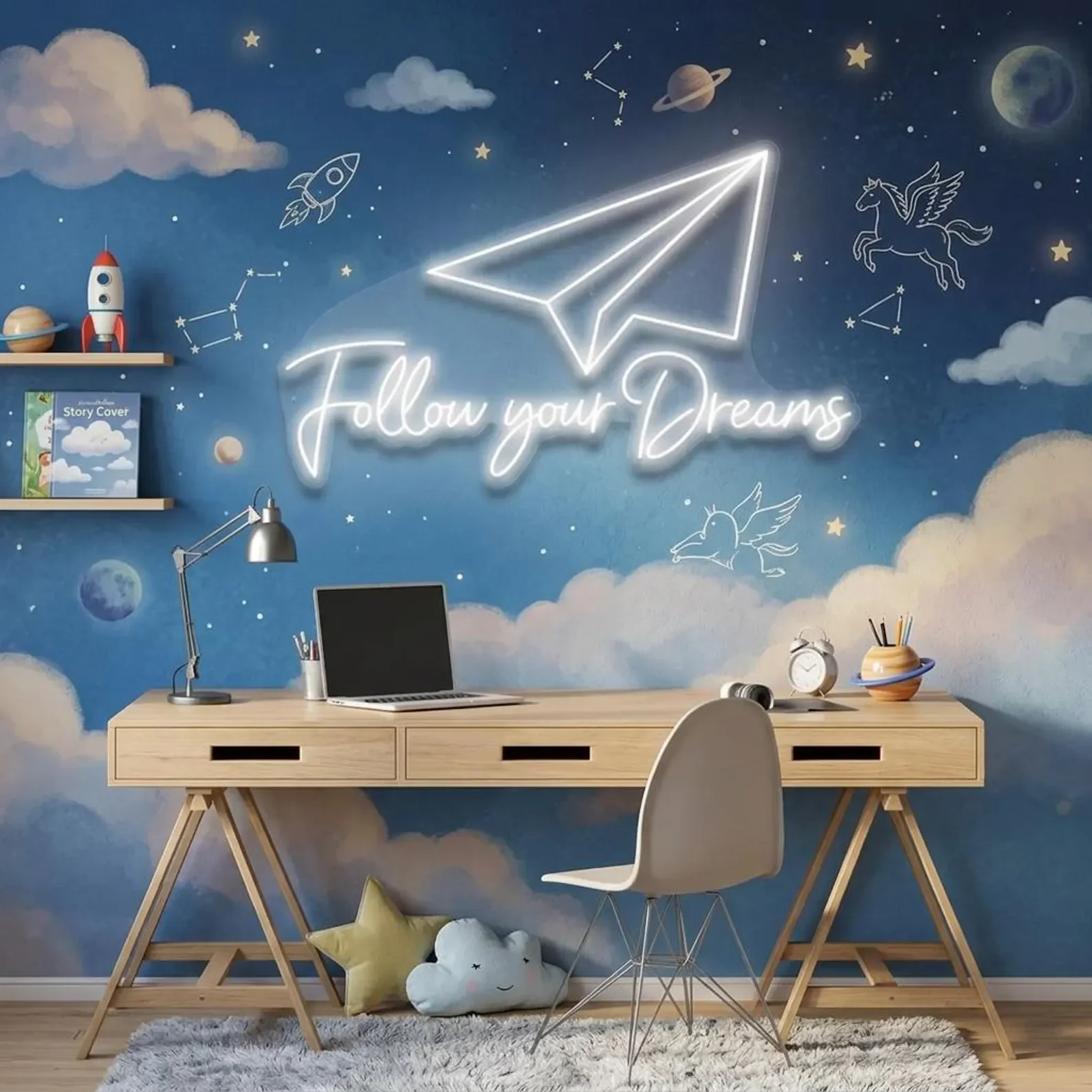 Follow Your Dreams Neon Sign,Inspirational LED Neon Light,Motivational Wall Decor,Bedroom Aesthetic Sign,Home Office Decor