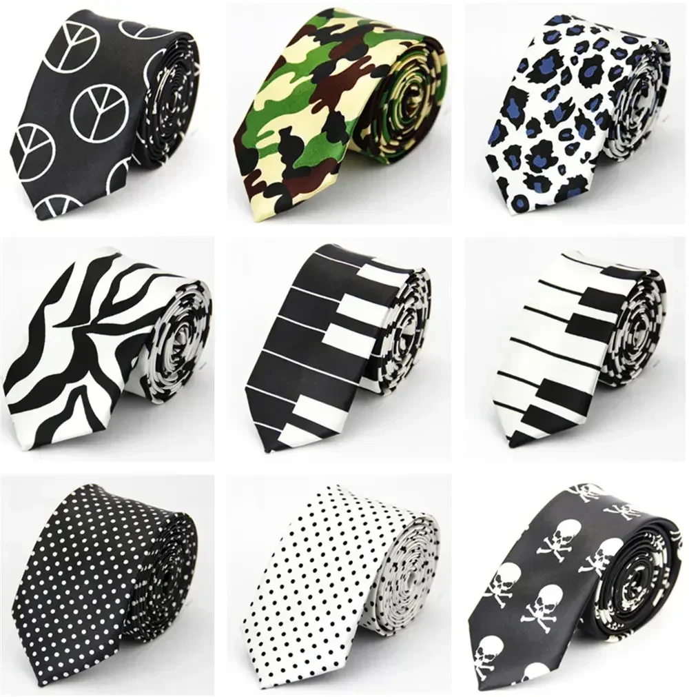 Mens Ties Slim 5cm (2in) Wedding Striped Dots Piano Skulls for Men Women Gravata Corbata Regalos Para Hombres Accessoires Homme