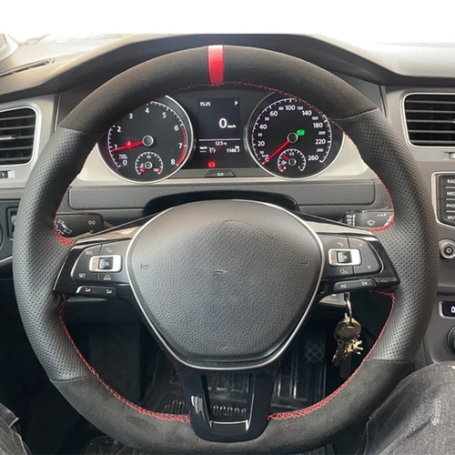 Imagen 1 del producto Cubierta trenzada antideslizante de cuero de ante para volante de coche, para Volkswagen VW Golf 7 Mk7 New Polo Jetta Passat B8 Tiguan Sharan