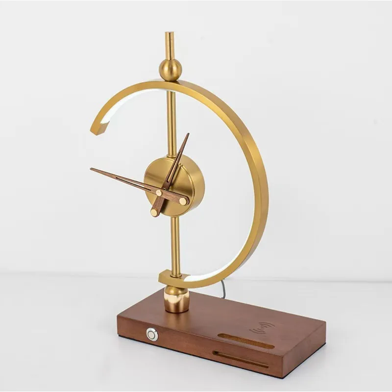 

Modern light luxury creative clock desk lamp dimmable smart charging desktop ornament gift gift