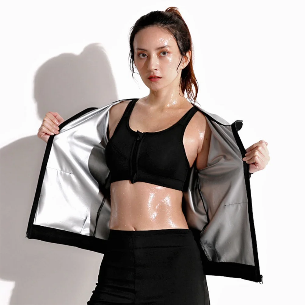 2pcs Women Sweat Sauna Suit Set Full Zip Fitness Sauna Jacket and Leggings for Comfort and Performance Heat Up Your Workouts a