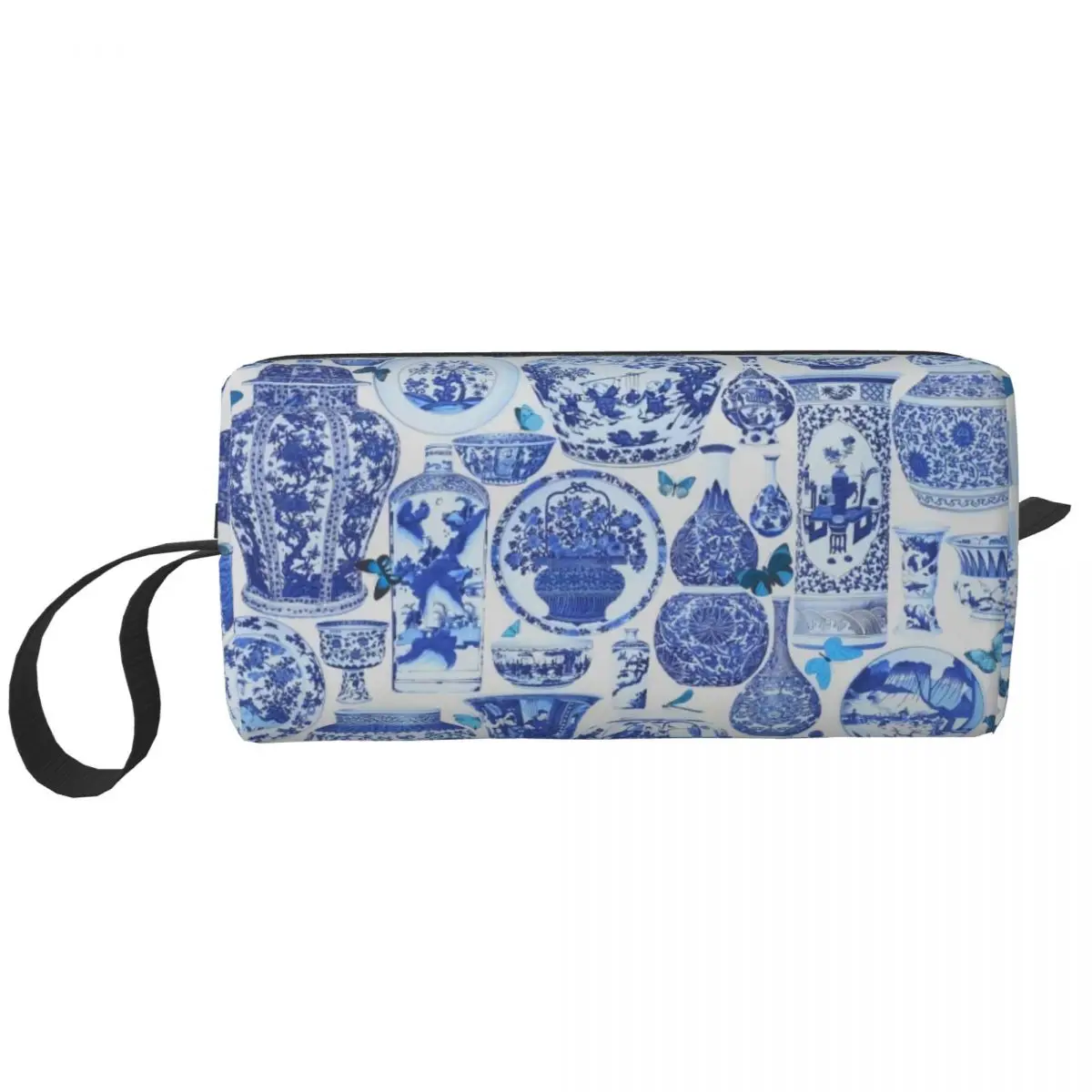 Delft Blue Chinese Porcelain Vases Pattern Travel Toiletry Bag Antique Oriental Toile Makeup Cosmetic Beauty Storage Dopp Kit