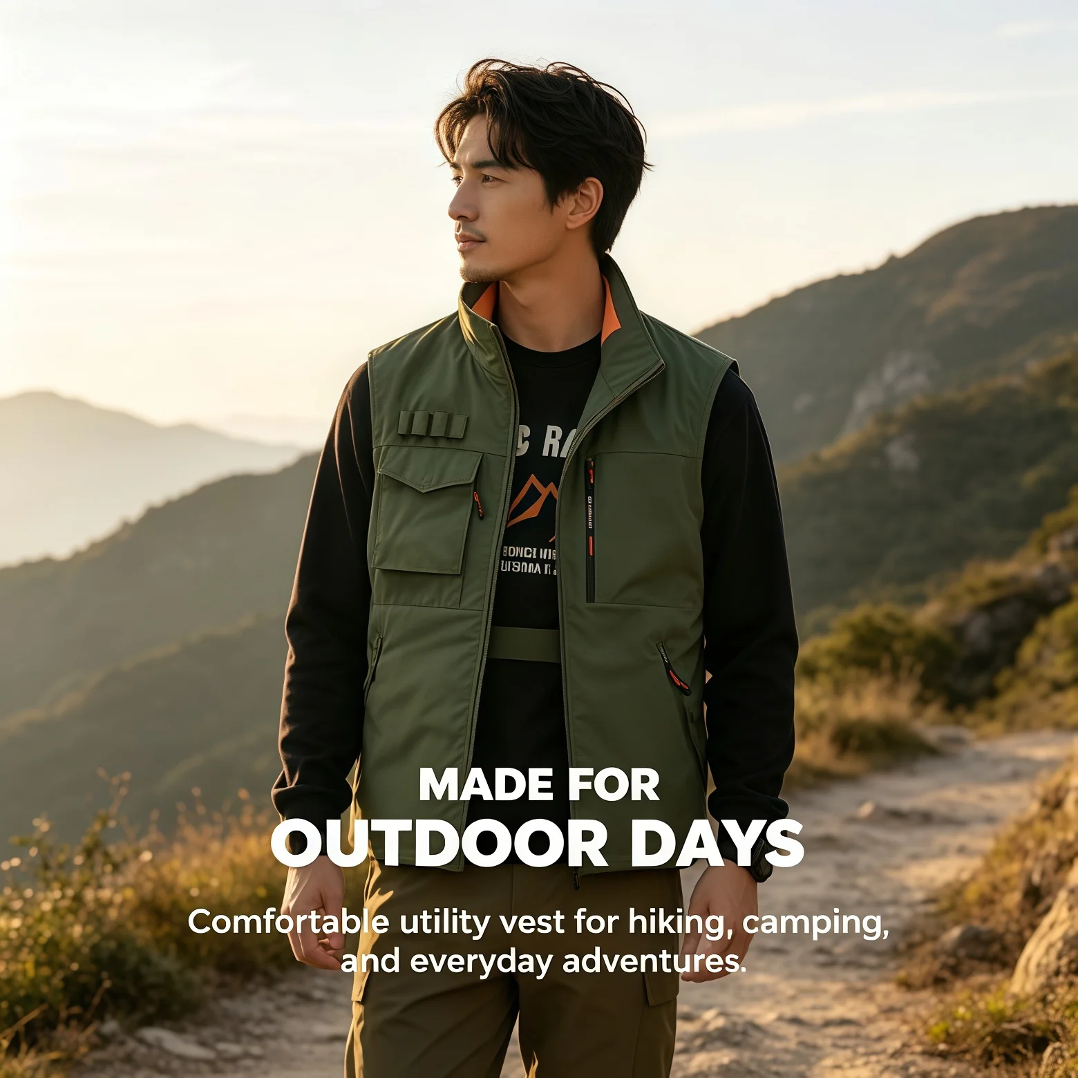 Outdoor photography vest fishing advertising shirt printed logo Casual waistcoat custom printed multi-pocket overwear tooling