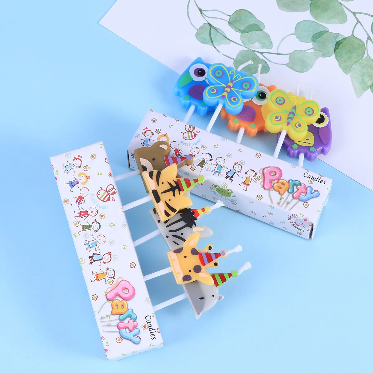 5Pcs Cartoon Animal Candles Safe Paraffin Wax Smoke Free Birthday Cake Toppers for Childrens Parties and Celebrations