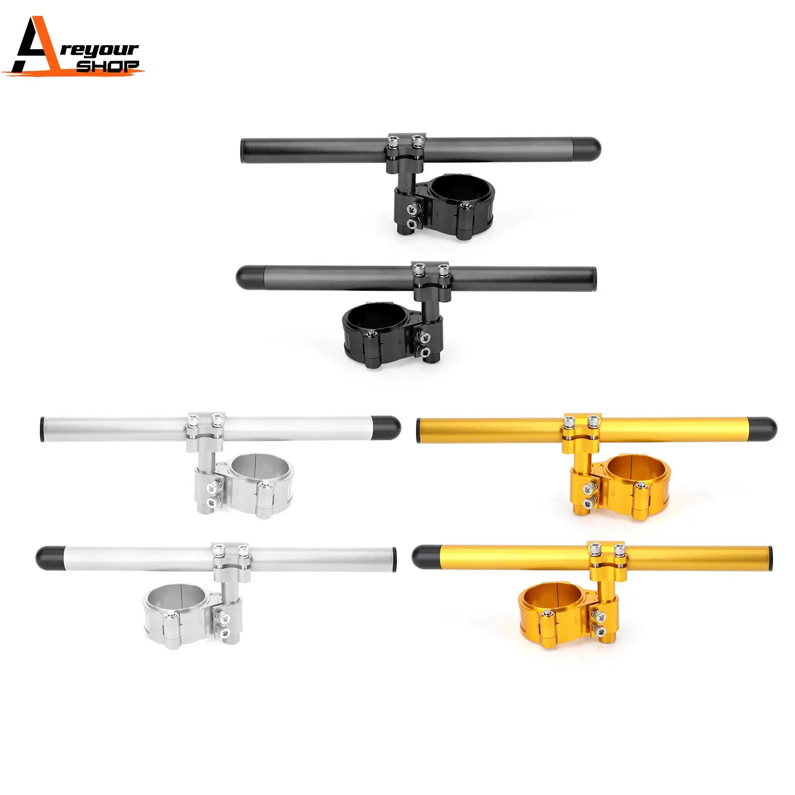 

Areyourshop Universal Adjustable Rotatable CNC Billet Clip Ons Fork Tube Handlebar Kit 45mm Motorcycle Parts