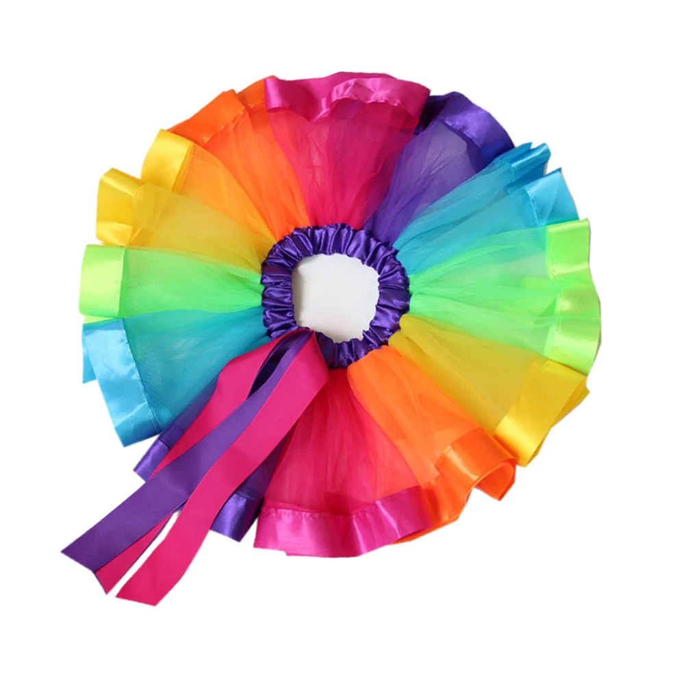 

Rainbow Tutu Skirts Ballet Dance Dress For Girls Layered Ruffle Tutus Photography Skirt Elastic Waist Comfortable Party
