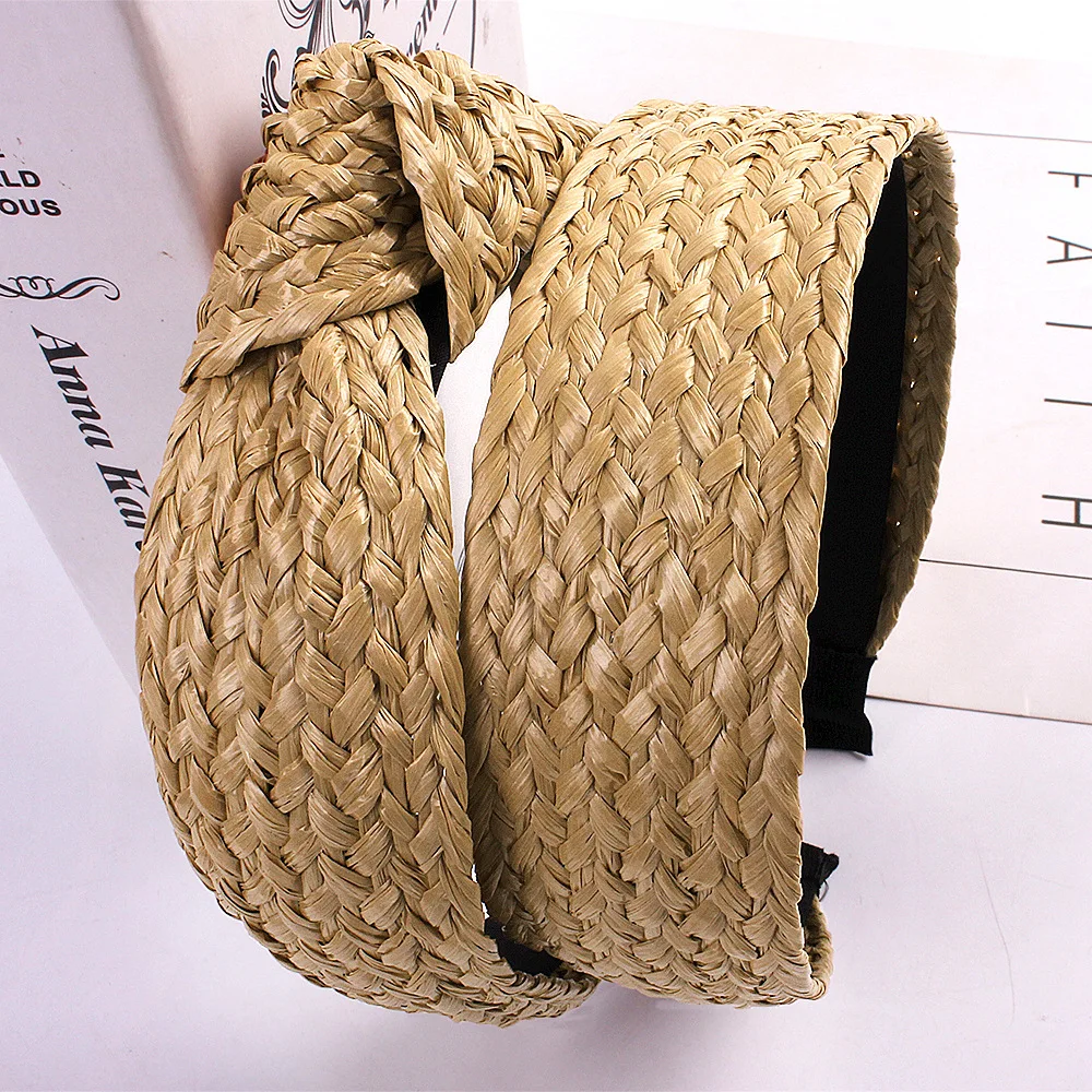 أزياء المرأة القش الرافية العصابات الشعر غطاء الرأس بسيط واسعة حافة عقال فتاة هيرباند الشعر هوب الإناث إكسسوارات الشعر أغطية الرأس