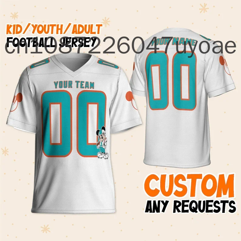 New Disney Mickey Amazing Star Sport White Football Jersey Free Customization Name and Number  T-Shirt