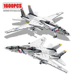 1600PCS Military Tomcat F14 Fighter Aircraft Building Blocks MOC Carrier-Base Fighter Model Bricks Set Holiday Gifts Kids Toys