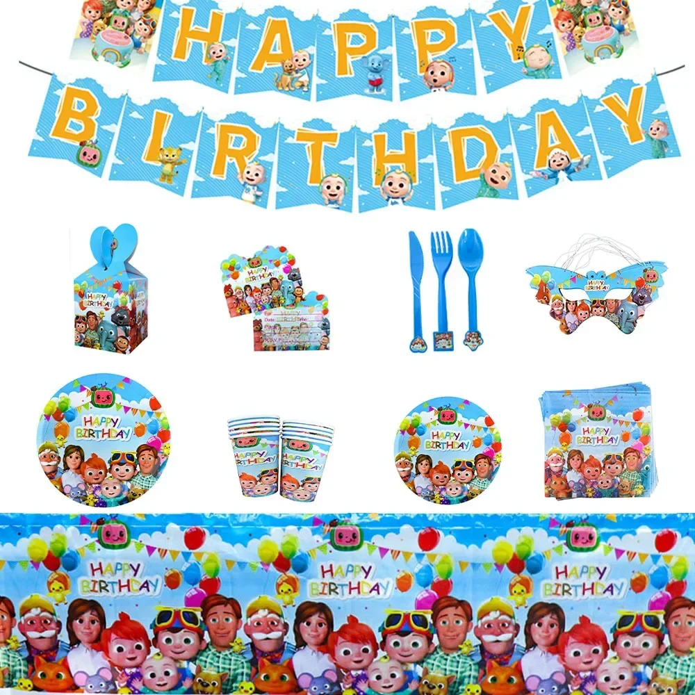 Disney Cartoon COCOMELONS Theme Birthday Party Decoration Background Baby Shower Supplies Cutlery Balloon Kids Party Supplies