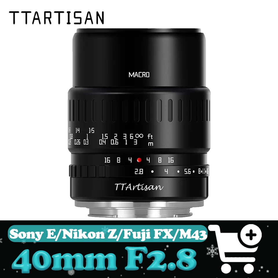 

TTArtisan 40 мм F2.8 APS-C Макрообъектив с ручной фокусировкой Prime и большой диафрагмой, совместимый с Fuji X-A2 Sony A6400 Canon M2