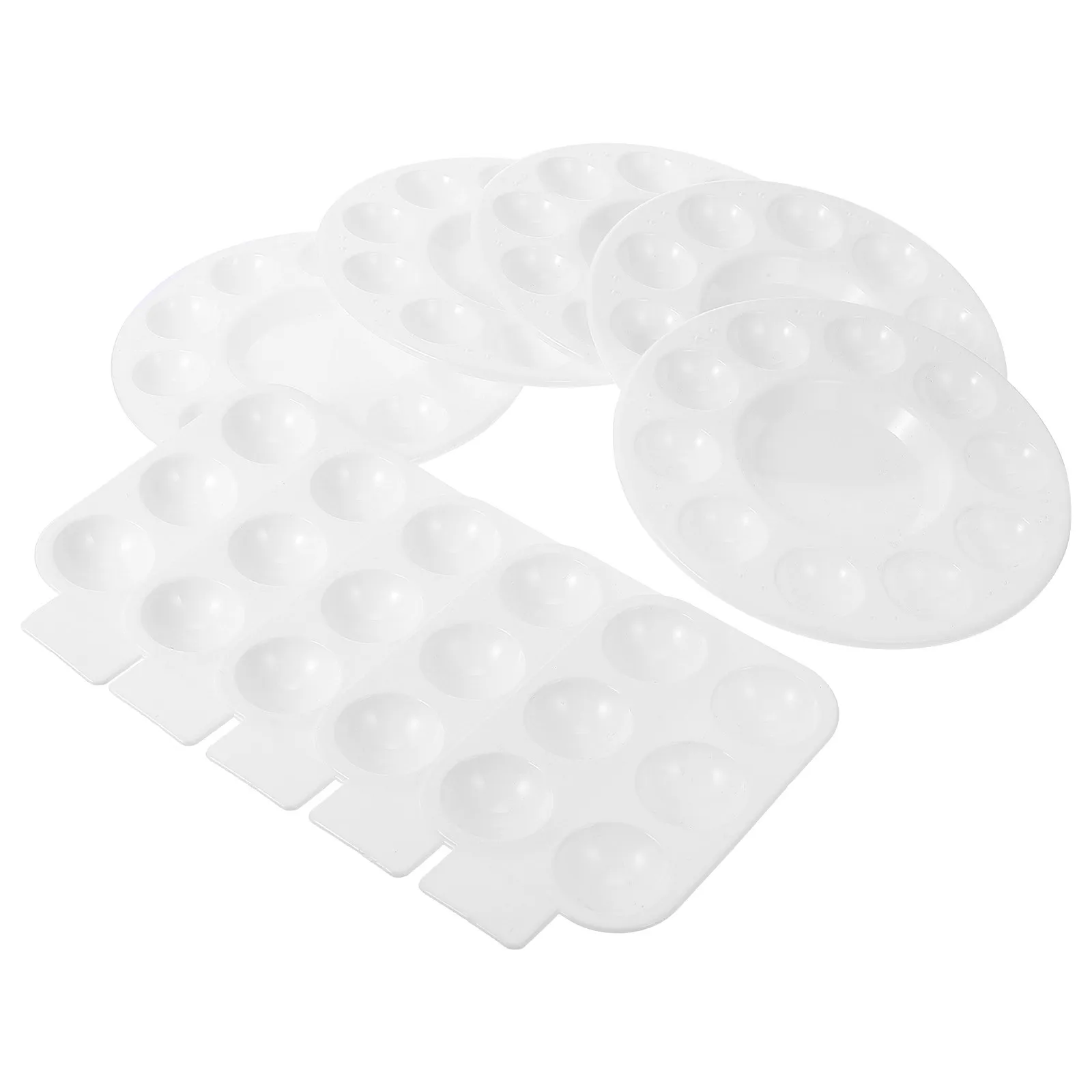 10Pcs Lightweight Portable Color Mixer Plate Set Stable Premium Plastic Art Palettes for Sketching Painting Supplies Pigment