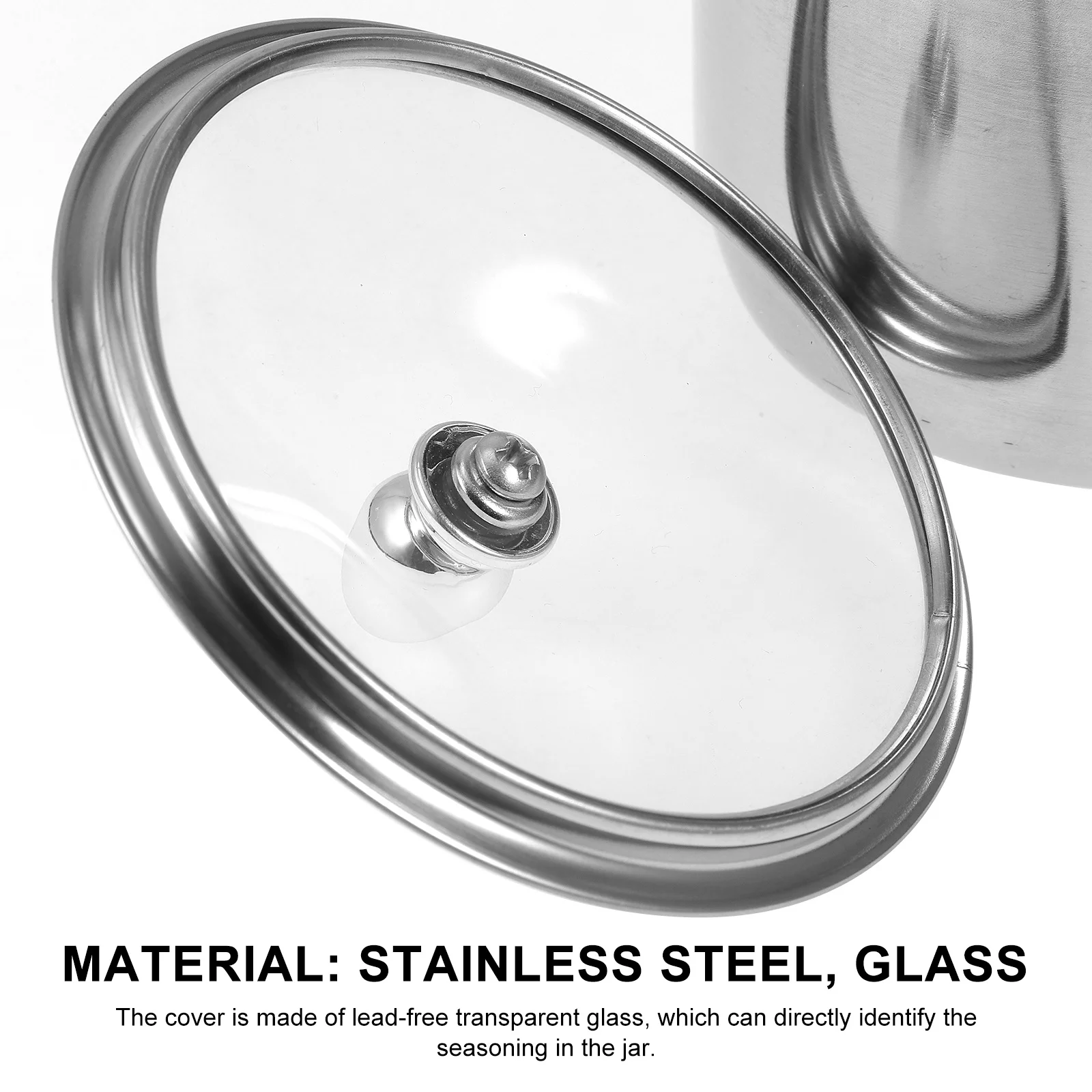 

1Pcs Spice Jar Transparent Glass Lid Healthy Material Easy Open One Hand Use Kitchen Storage Jar for Salt Sugar Spices Seasoning