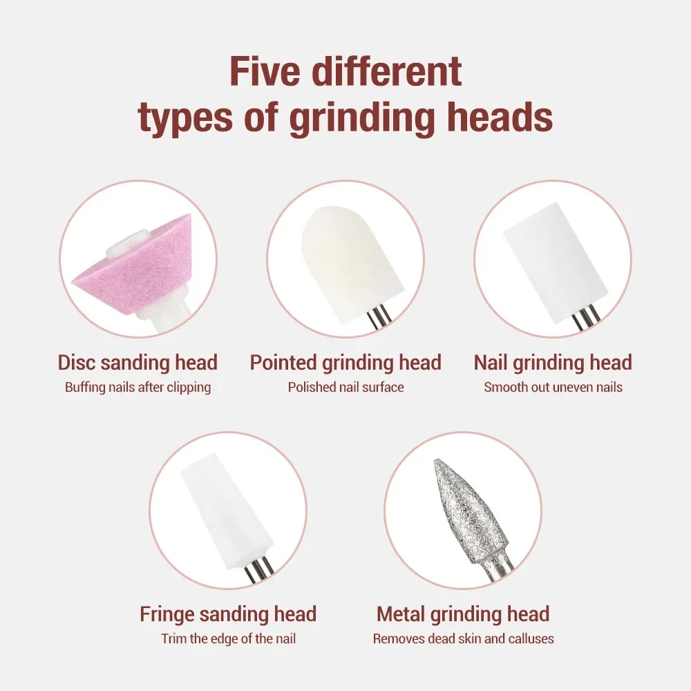 Taladro eléctrico para uñas estilo bolígrafo recargable con luz LED: lima de uñas portátil para eliminación de esmalte, cuidado y modelado de cutículas