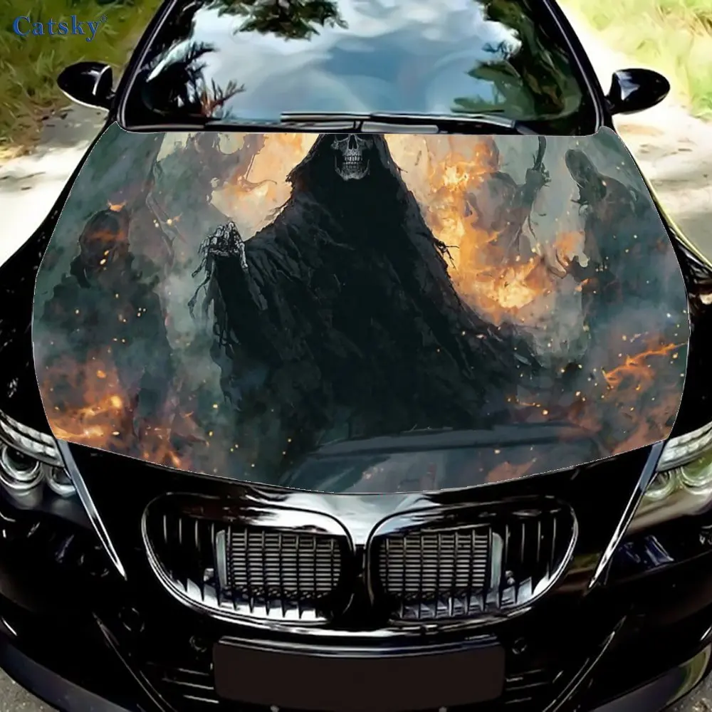 

Gothic flame reaper Car Hood Packaging - Premium, Durable and Waterproof Car Trim, Personalized Car Exteriors, Animal Pattern Ca