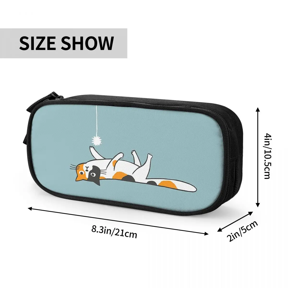 Funny Bored Calico Kitty Cat Pencil Cases for Student School Pen Box Pencil Bag Big Capacity Pencil Pouch