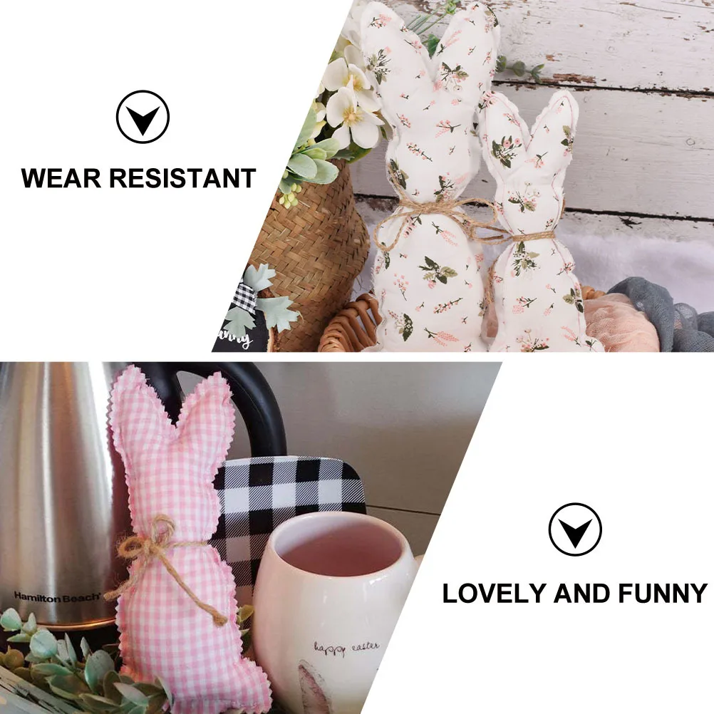 

4Pcs Cloth Art Rabbit Decor Mixed Color Wear-Resistant Lovely Bunny Adornment for Easter Party Wedding Holiday Layout Desktop