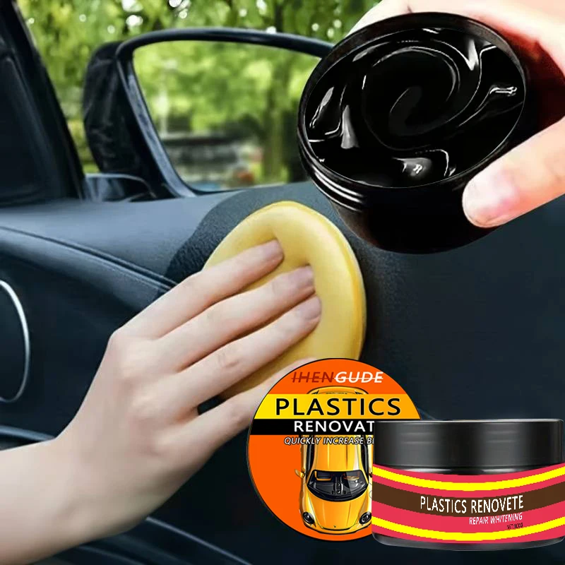 1 Piece 100g Car Interior Renovation Wax - Plastic Parts Update, Interior Glitter Wax, Tire Protection, Black Vehicle Yellowing Repair and Nano Crystal Layer - Effectively Remove Scratches, Repair Formula, Interior Protection |   Smooth Surface |   Nano Crystal Layer