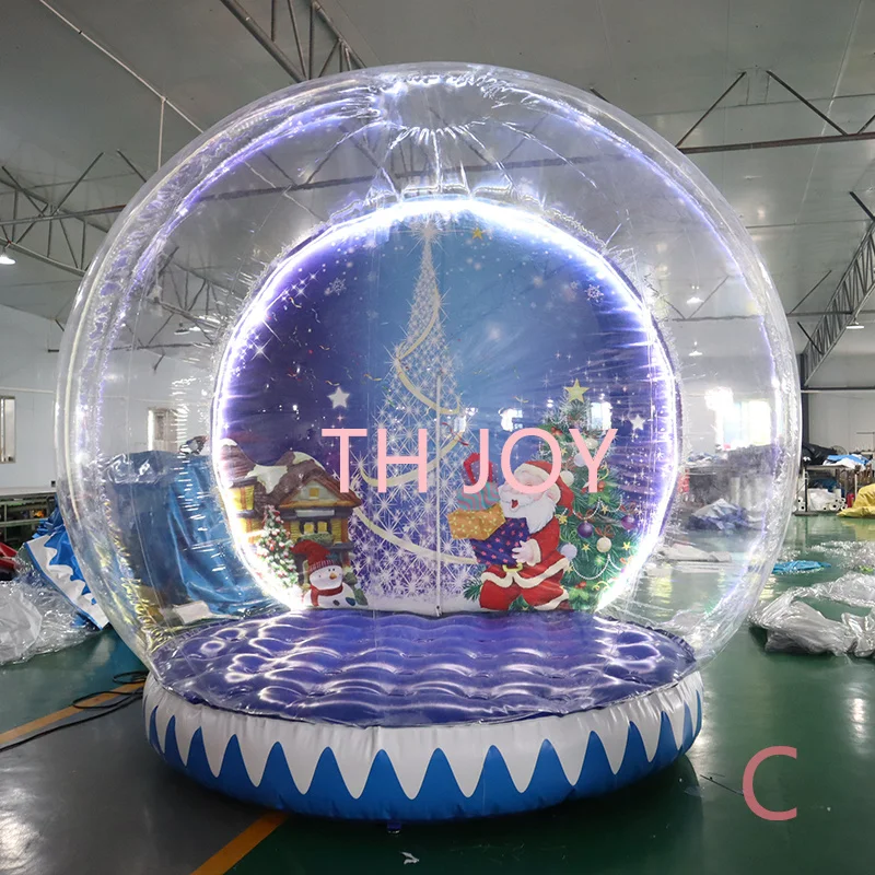 snel luchtschip tot deur, commercieel transparant PVC bubbelhuis, menselijk formaat 3m grote opblaasbare sneeuwbol voor Kerstmis