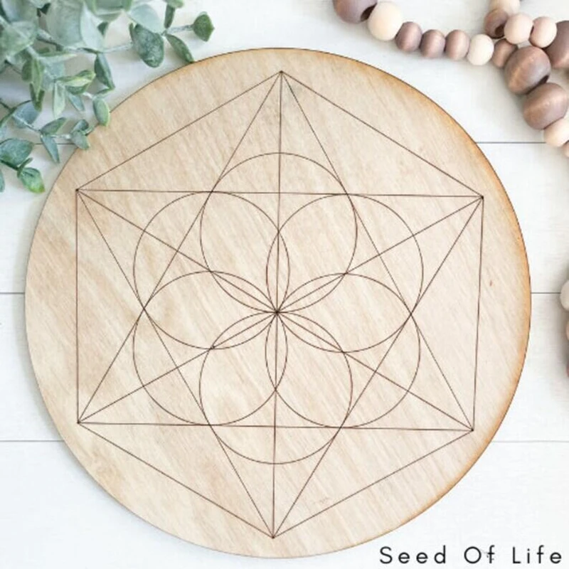 4 pcs  wood Seed of Life crystal grid -12 inch Altar Decoration