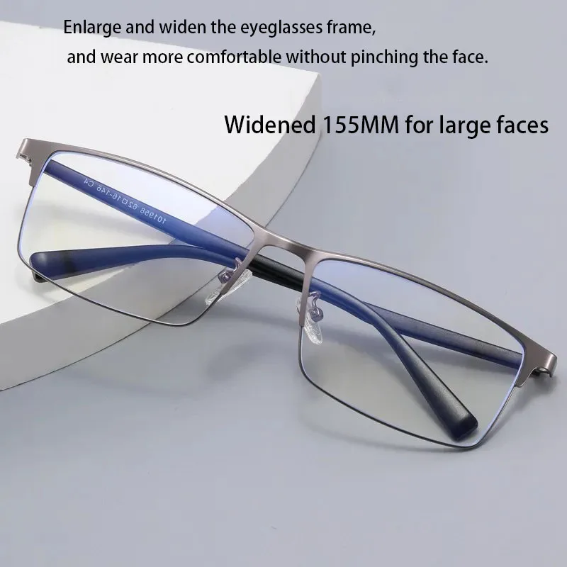 

XH1958 Widened 155mm large face frame Business men's B titanium alloy anti-blue glasses optical near-vision frame for women