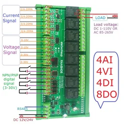 RS485 Modbus RTU PLC IO scheda espandibile muslimex 4-20MA 0-10V collettore di tensione di corrente analogico NPN/PNP DIO