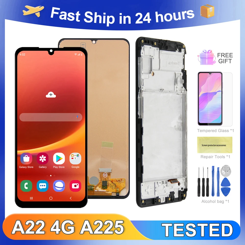 

A22 5G 6,6 ''для Samsung A226B A226B/DS A226BR A226BR/N A226L SC-56B ЖК-дисплей с цифровым преобразователем сенсорного экрана в сборе Замена