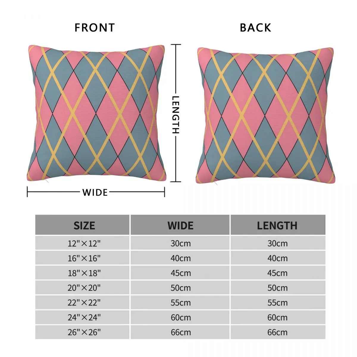 Howl's Argyle Large Print Square Pillowcase Pillow Cover Polyester Cushion Decorative Comfort Throw Pillow for Home Living Room