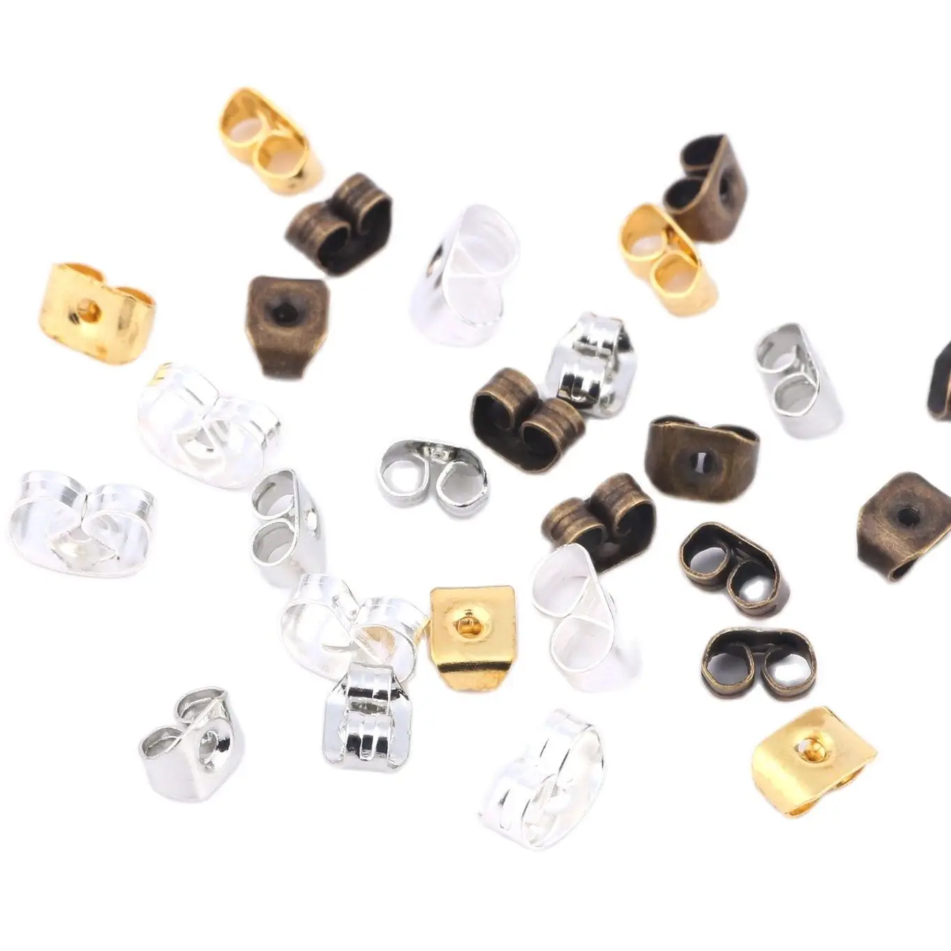 200pcs/lot Earring Studs Backs Stopper Scrolls Ear Post Butterfly For Jewelry Making DIY Blocked Caps Earring Backs Stoppers Ear