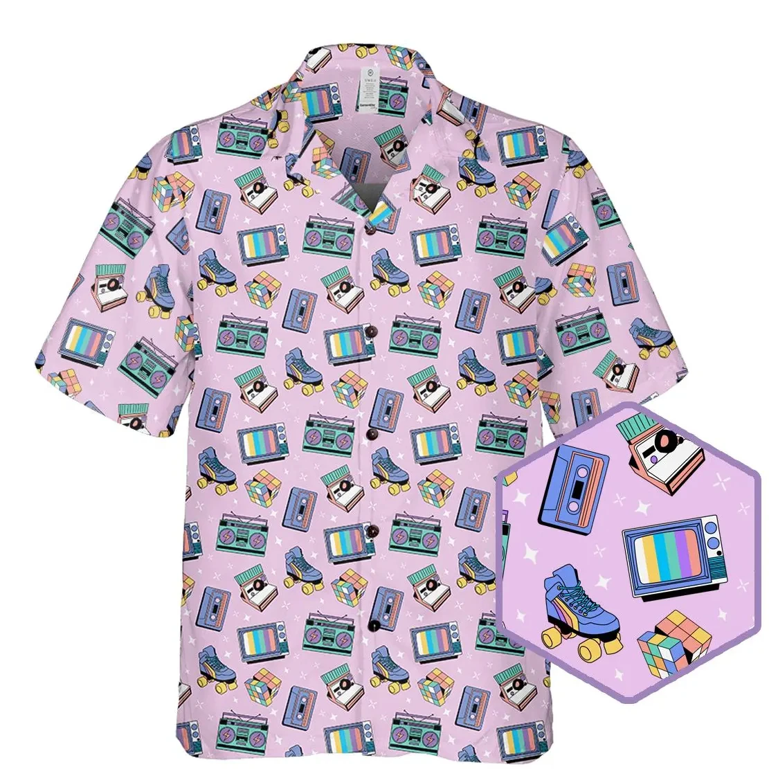 Retro Disco Music Cube Hawaiian Shirts For Men Galaxy Pop Skateboard Mens Hawaiian 80s 90s Shirts Short Sleeve Hip Hop Shirts