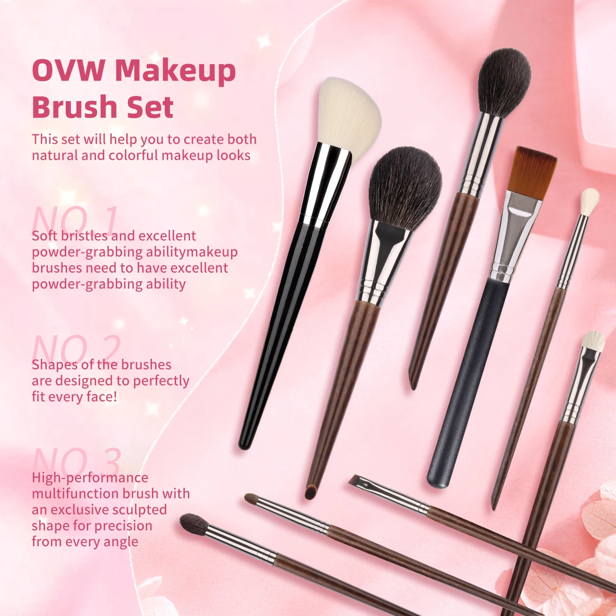 OVW 12 pièces ensemble de pinceaux de maquillage correcteurs Blush ombres à paupières brosse outil cosmétique